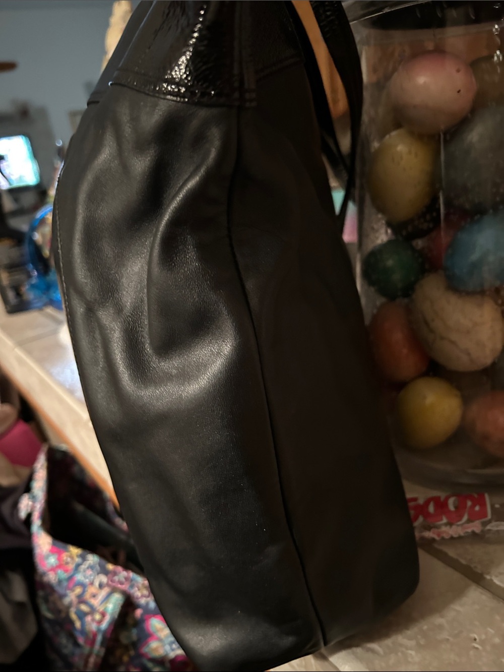 Coach Black Leather Embossed Circle Tote With Matching Wallet and Coin Purse. - Picture 5 of 16